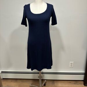 LOFT Dark Blue Ribbed Mini Dress